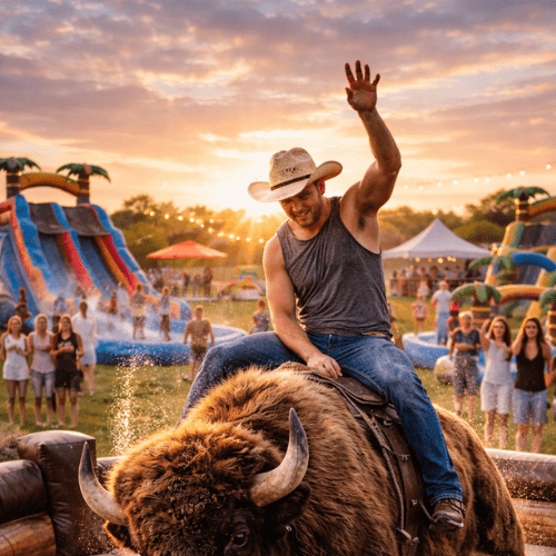 Mechanical Riding Bull For Rent in Edmond OK - Boing City Party Rentals